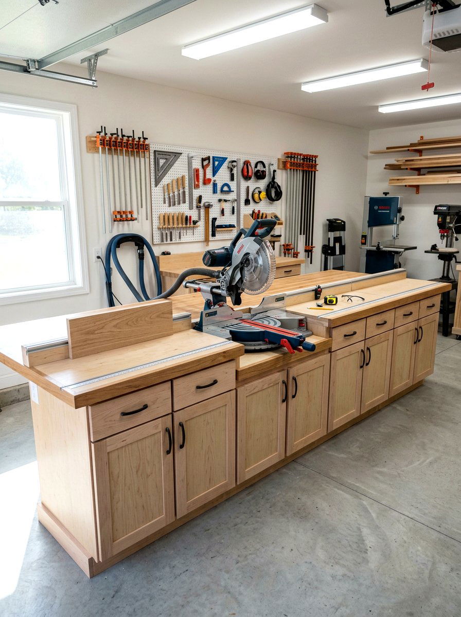 Miter Saw Station - 30 garage workshop ideas
