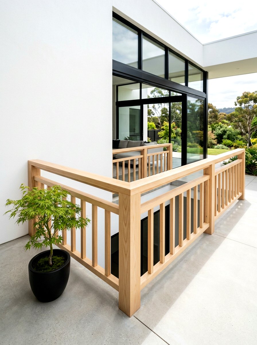 Mitered Corner Wood Railing - 30 porch handrail ideas