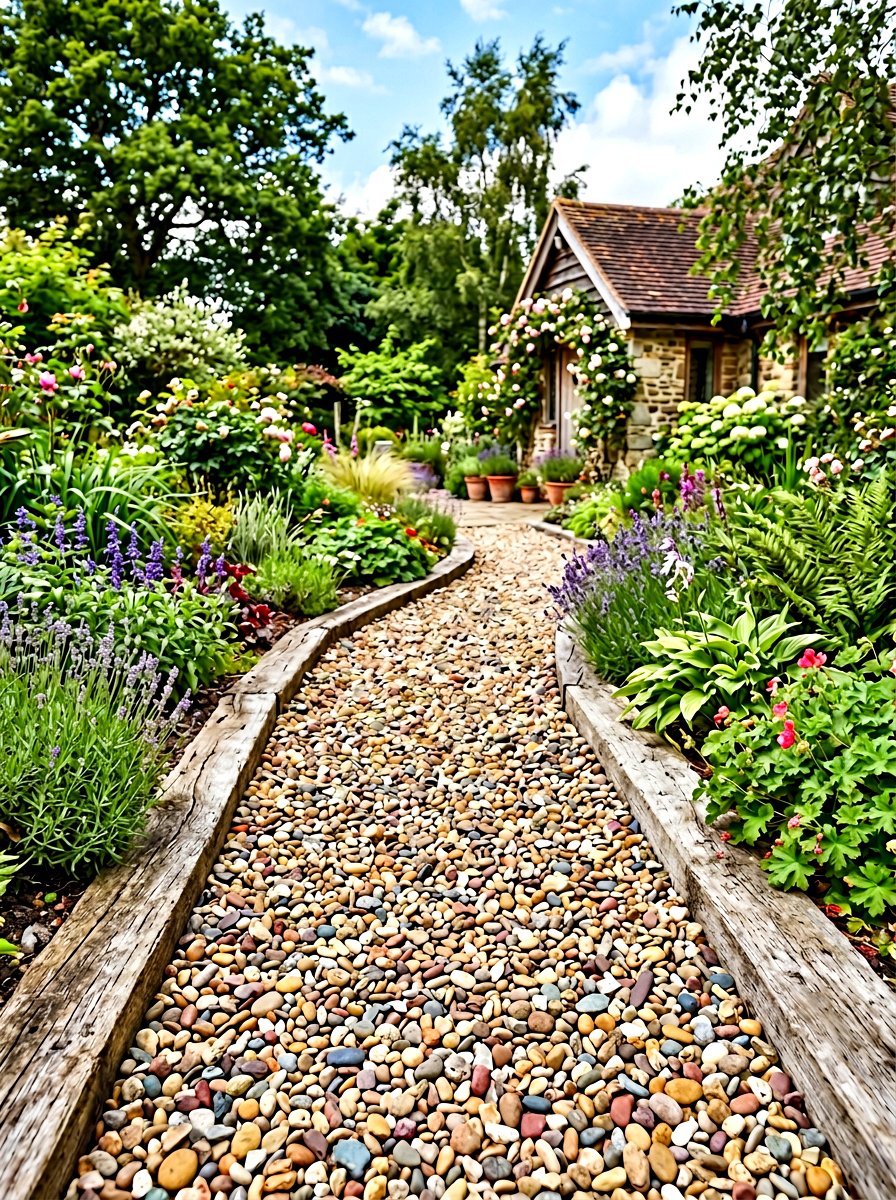Mixed Aggregate Path - 30 gravel walkway ideas