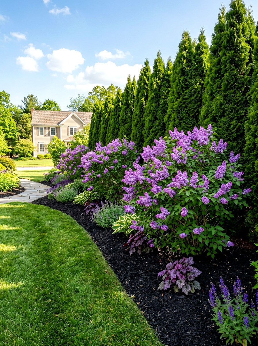 Mixed Arborvitae Border - 30 arborvitae privacy ideas
