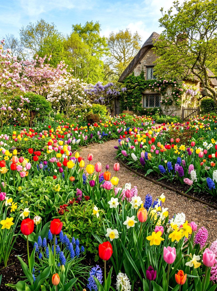 Mixed Bulb Garden - 30 tulip garden ideas