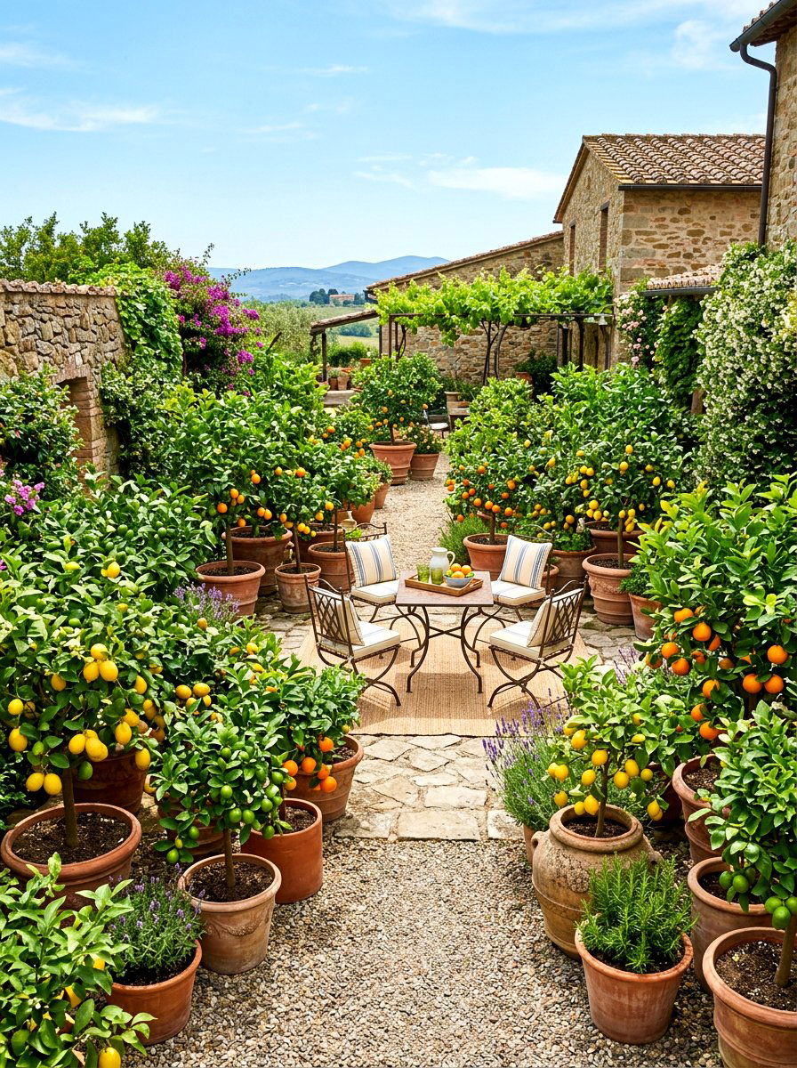Mixed Citrus Tree Potted Garden Collection - 30 citrus patio tree ideas