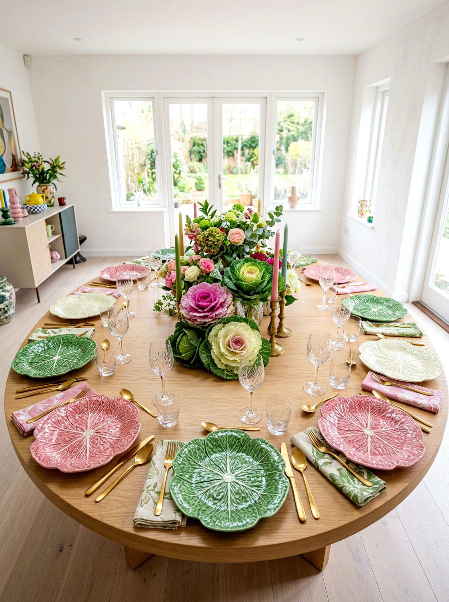 Mixed Color Cabbage Plate - 30 cabbage plate tablescape ideas