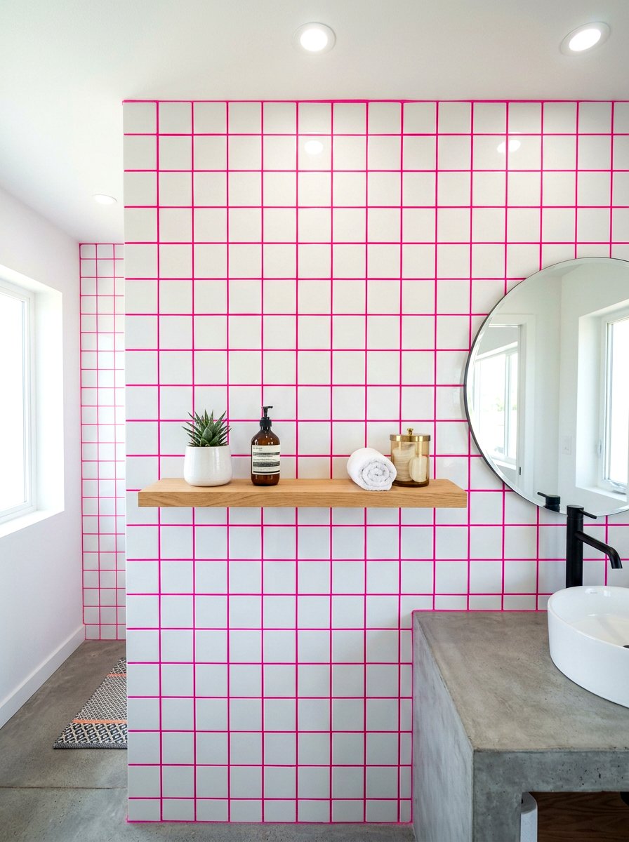 Mixed Color Grout - 30 dopamine bathroom ideas