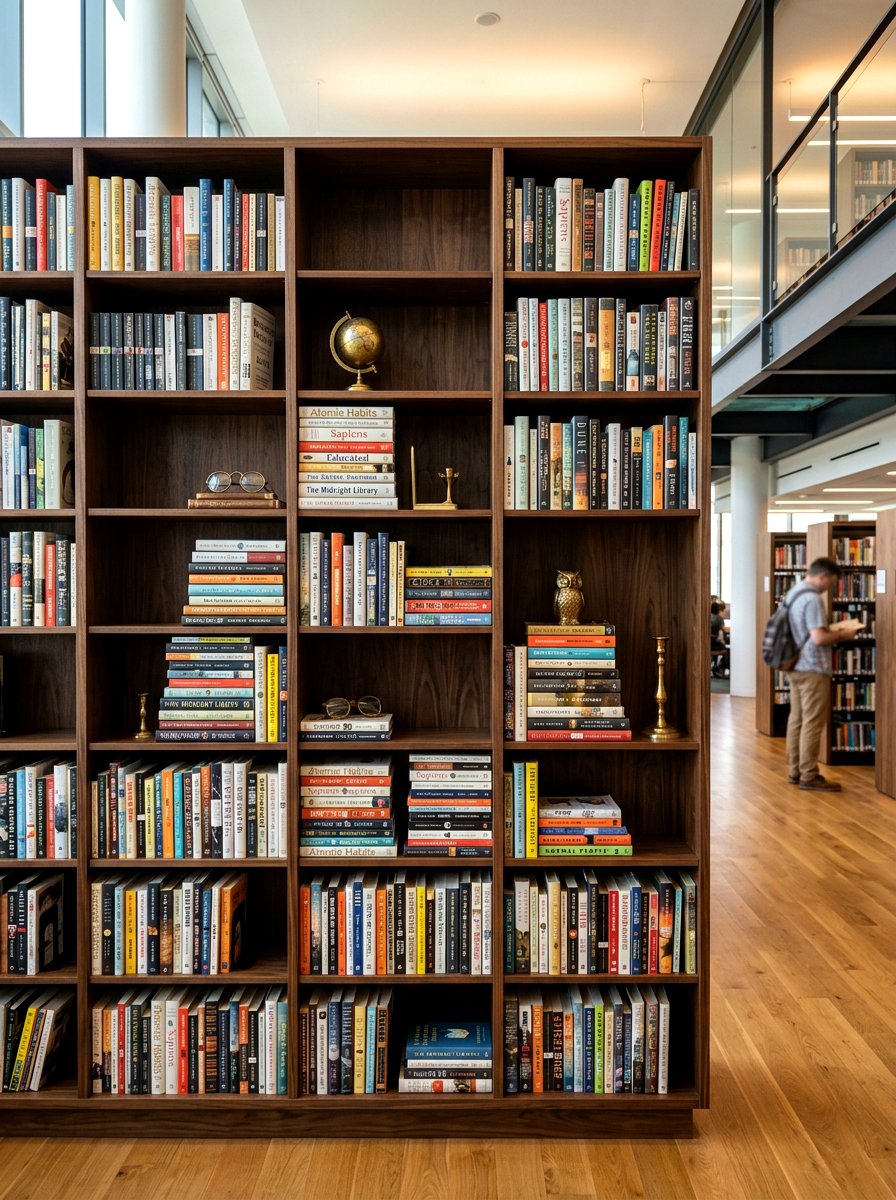 Mixed Direction Bookshelf - 30 real bookshelf decor ideas
