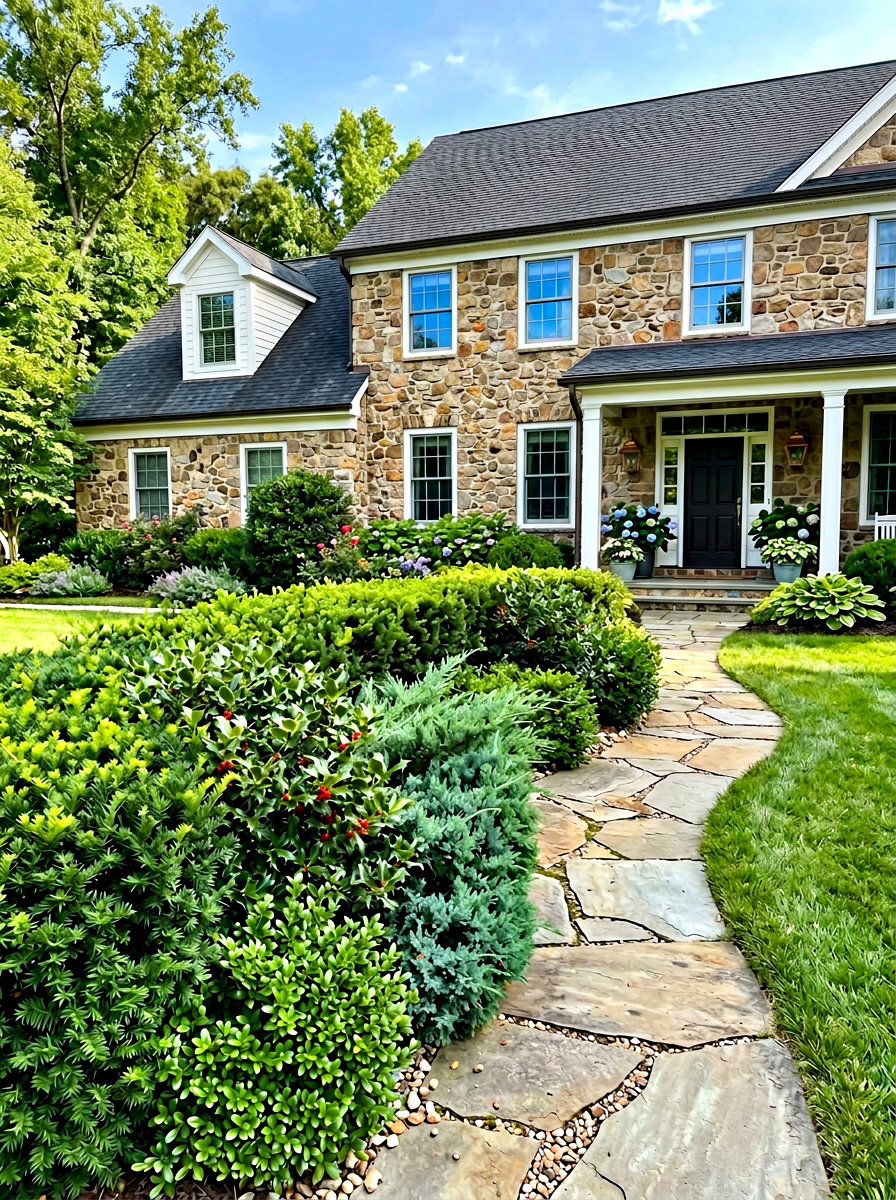 Mixed Evergreen Border - 30 house front hedge ideas