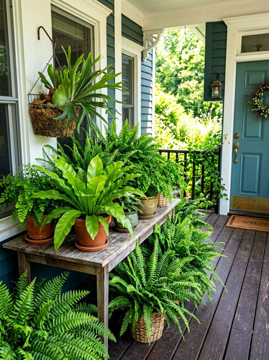 Mixed Fern Varieties Porch - 30 fern filled front porch ideas