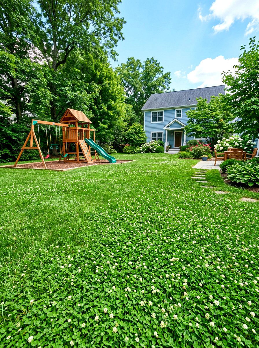 Mixed Grass And Clover Turf - 30 clover backyard ideas