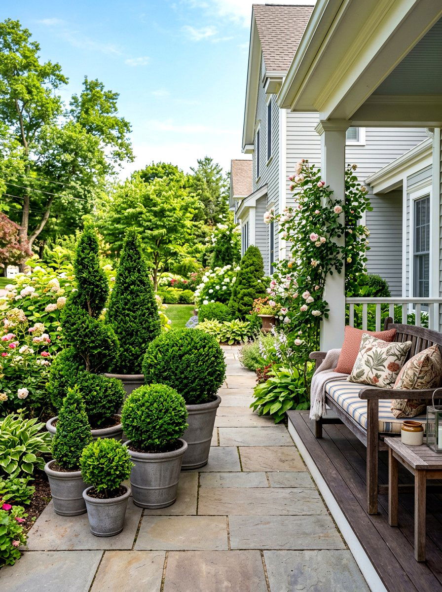 Mixed Height Grouping - 30 topiary porch ideas