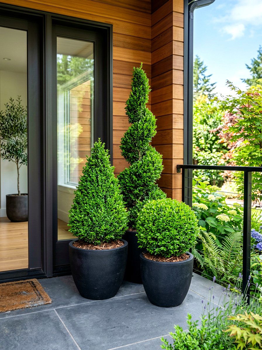 Mixed Height Topiary Arrangement - 30 topiary front porch ideas aesthetic