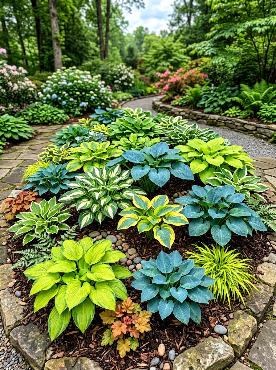 Mixed Hosta Bed - 30 hosta garden ideas