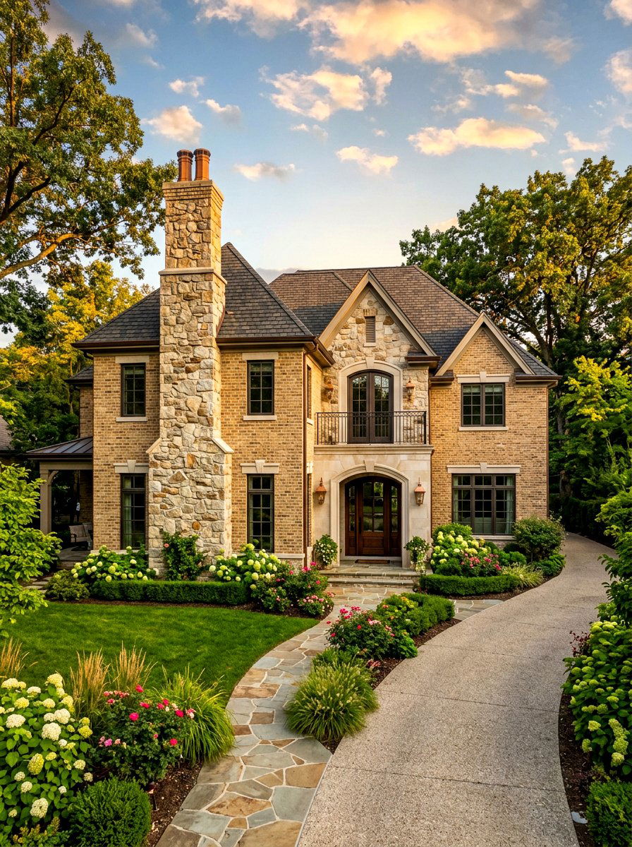 Mixed Material Brick Stone - 30 brick house exterior ideas