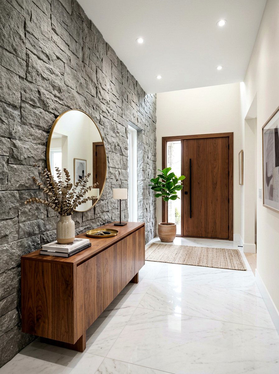 Mixed Material Entrance - 30 quiet luxury entryway ideas