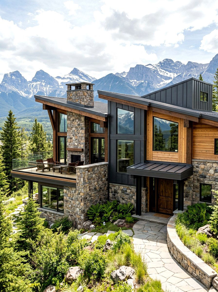 Mixed Material Exterior Lodge - 30 chalet exterior ideas