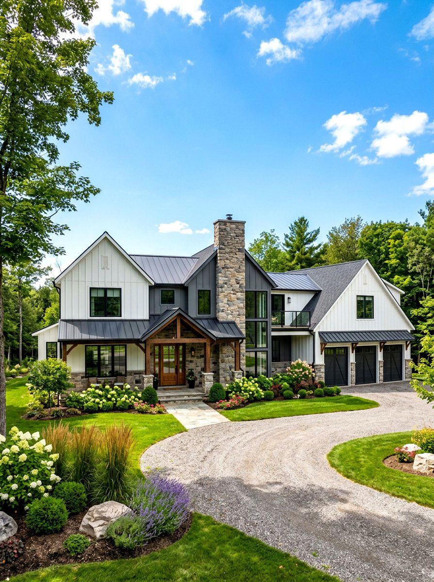 Mixed Material Exterior - 30 modern farmhouse exterior ideas