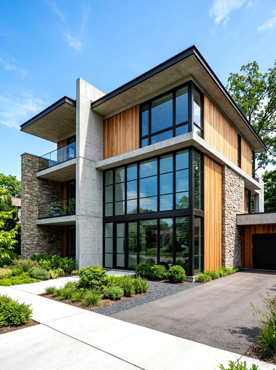 Mixed Material Modernist Exterior - 30 black bronze window exterior ideas