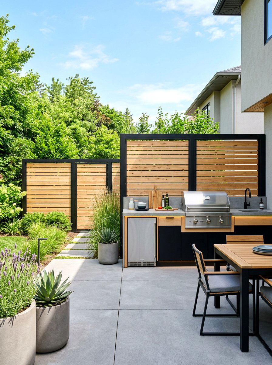 Mixed Material Privacy - 30 backyard fence ideas
