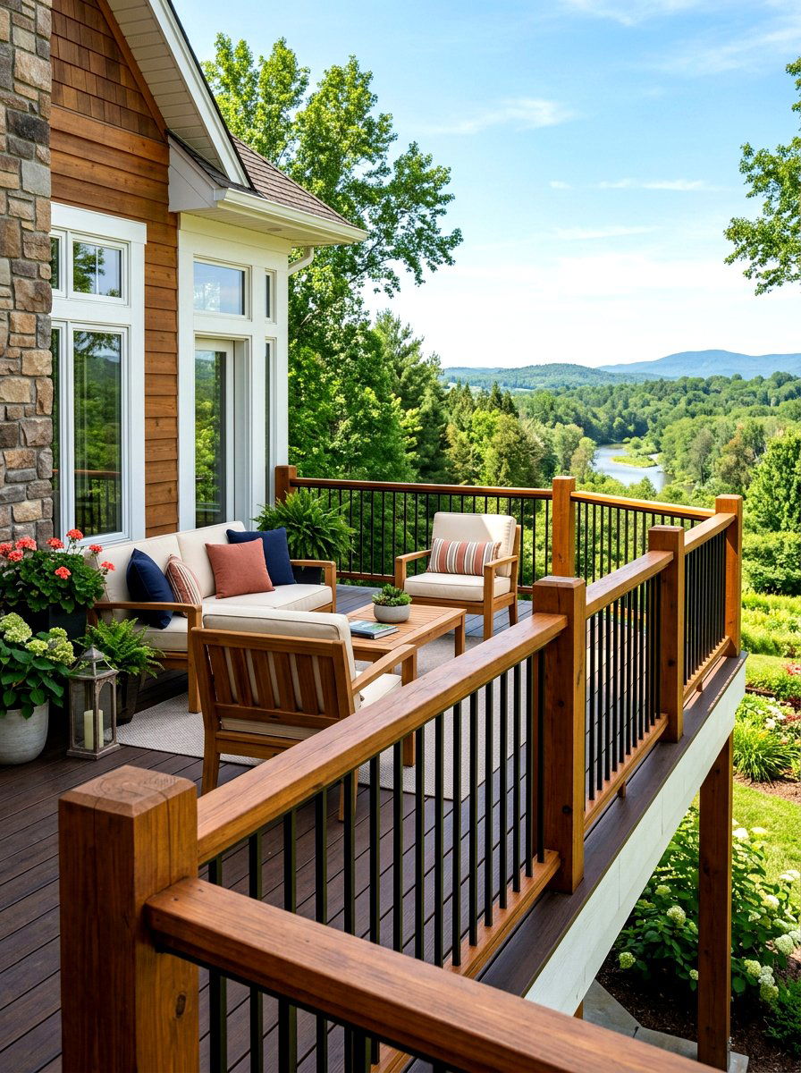 Mixed Material Railing - 30 outdoor stair railing ideas