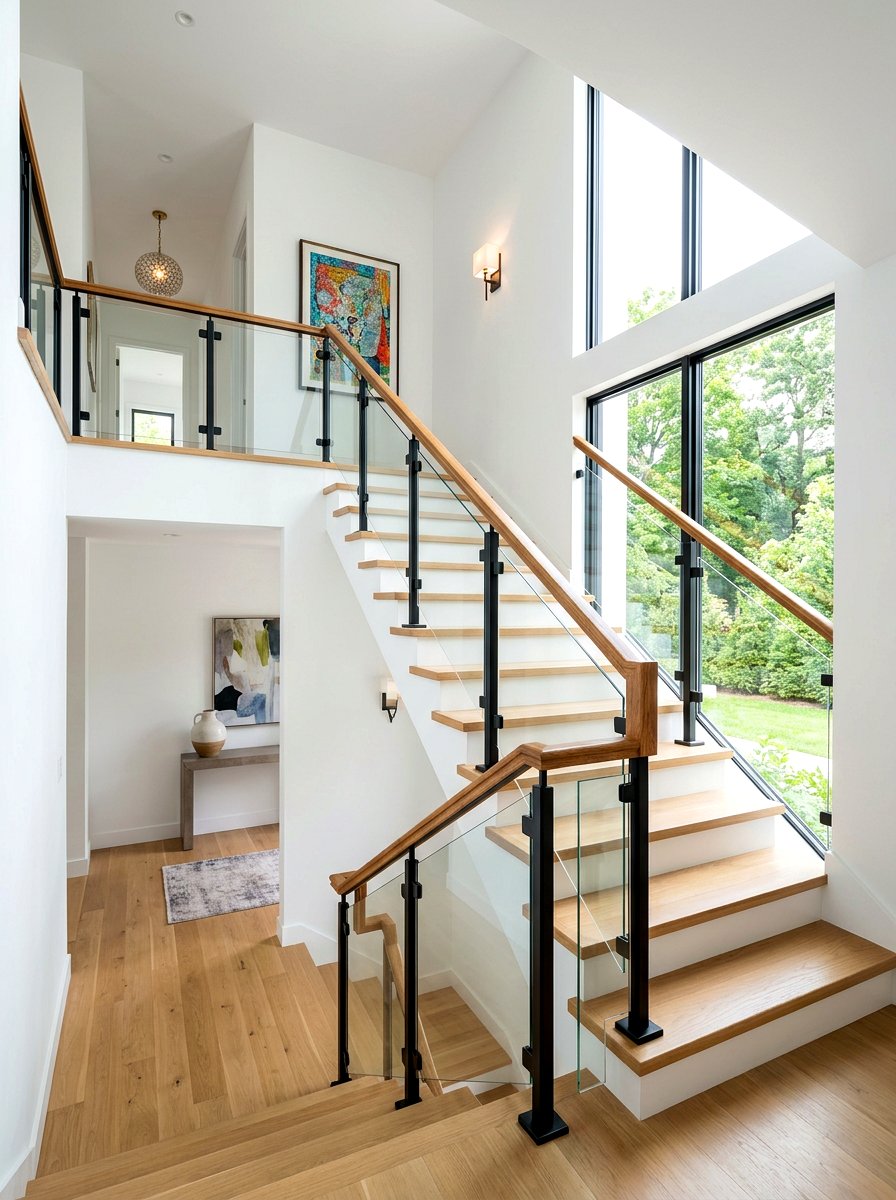 Mixed Material Railing - 30 banister makeover ideas