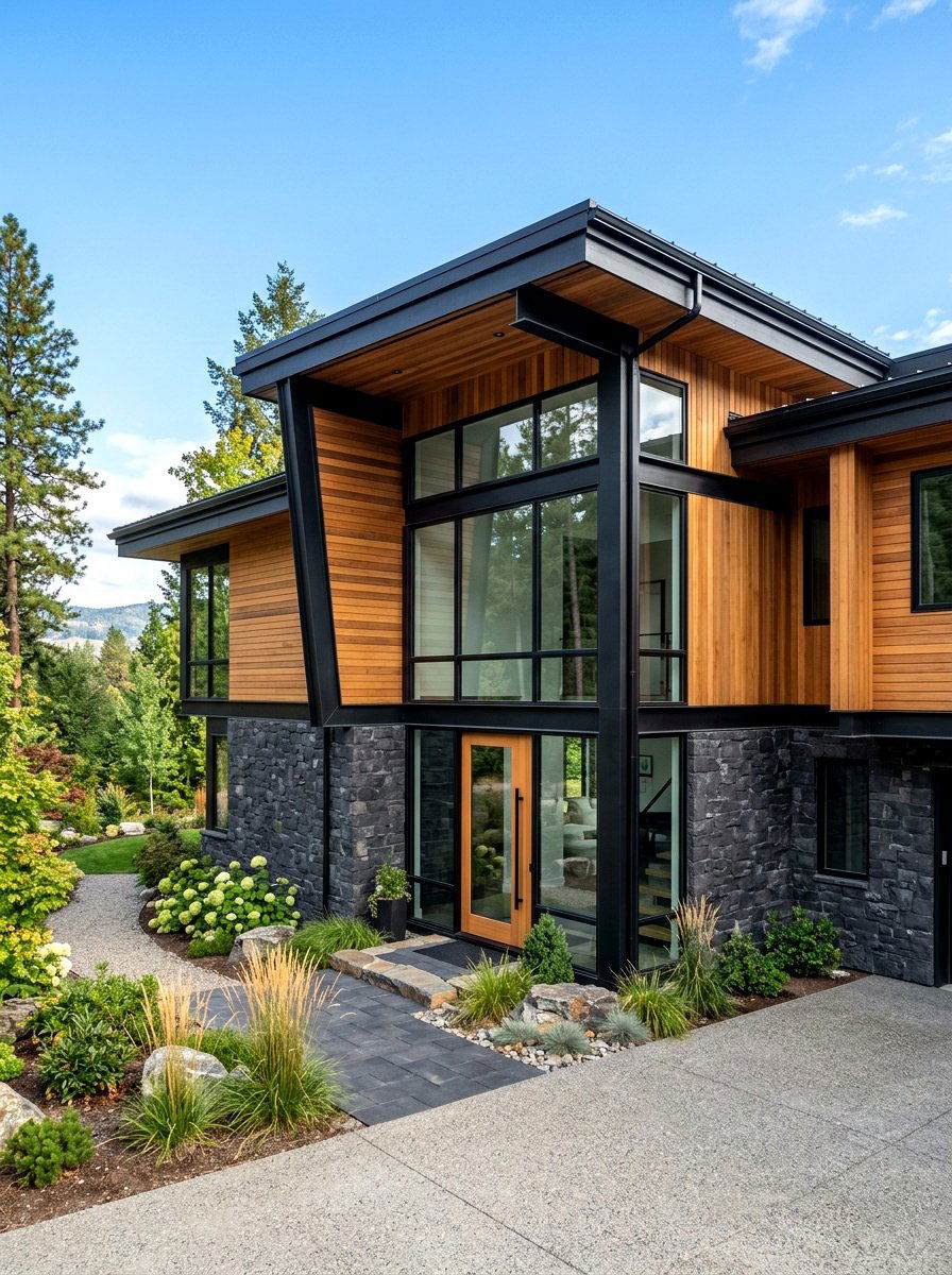 Mixed Material Stone Exterior - 30 stone house exterior ideas