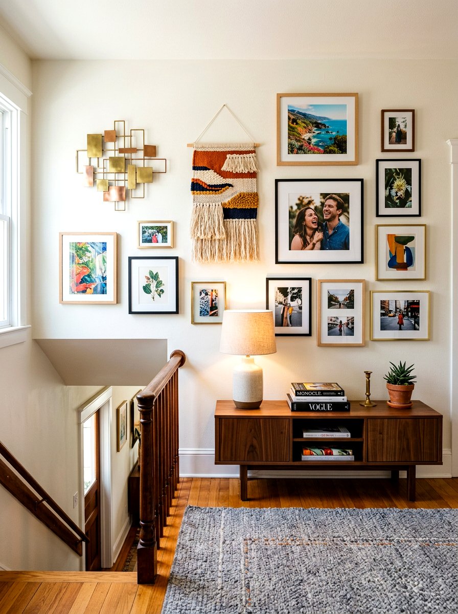 Mixed Media Gallery Wall - 30 stair landing gallery ideas