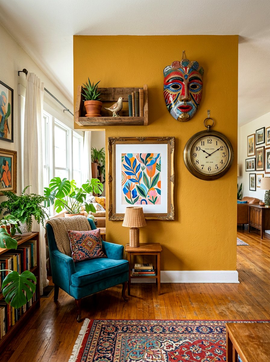 Mixed Media Wall Arrangement - 30 mini salon wall apartment ideas