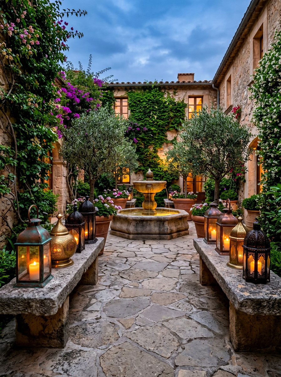 Mixed Metal Courtyard Lanterns - 30 outdoor candle lantern ideas