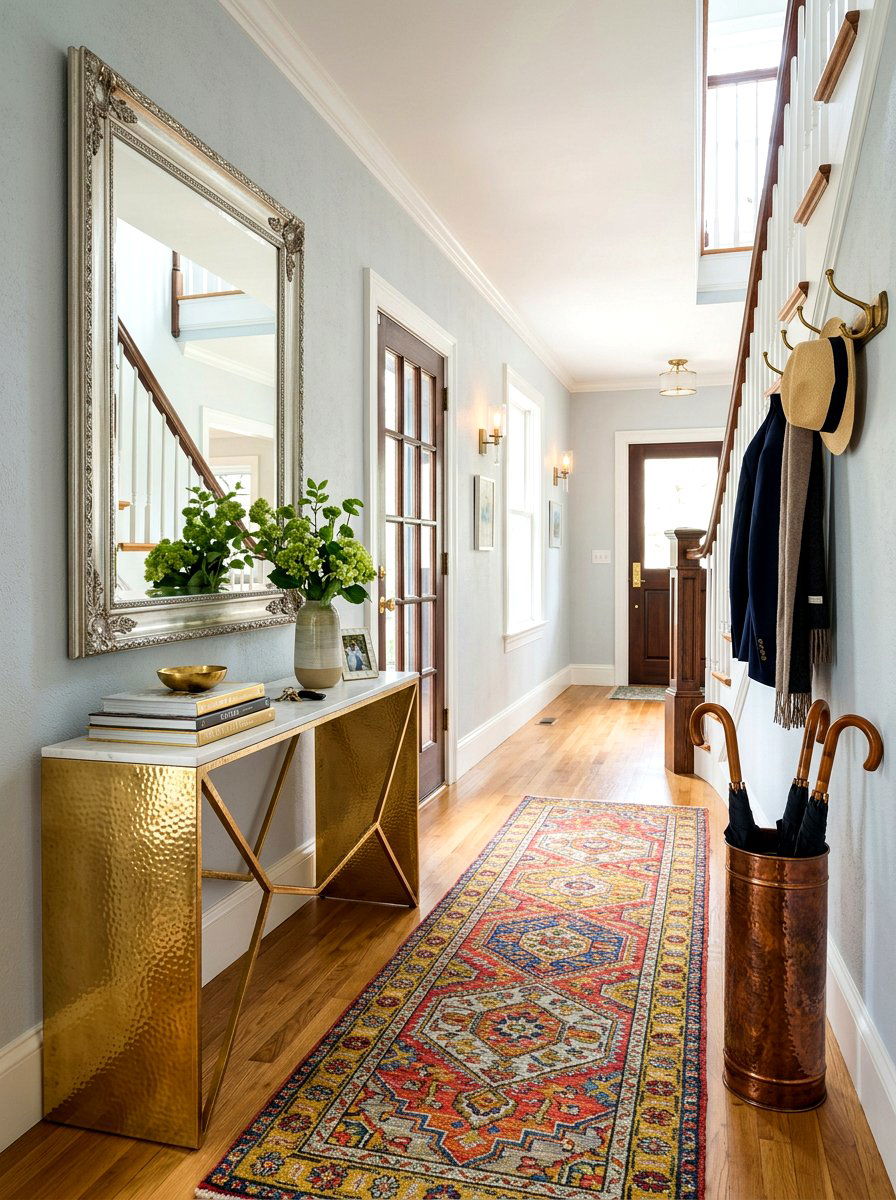 Mixed Metal Foyer - 30 metallic maximalist decor ideas