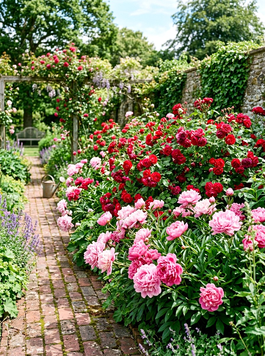 Mixed Peony And Rose Bed - 30 peony garden bed ideas