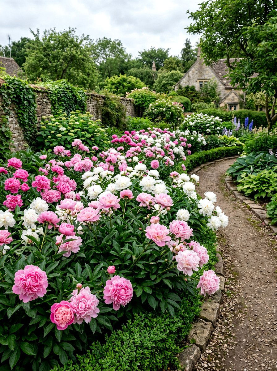 Mixed Peony Borders - 30 flower bed plant ideas