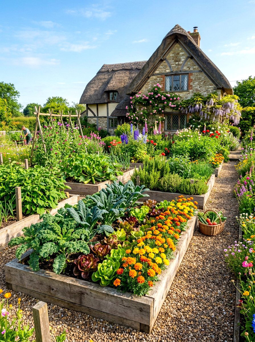 Mixed Potager Cottage Garden - 30 cottage garden ideas