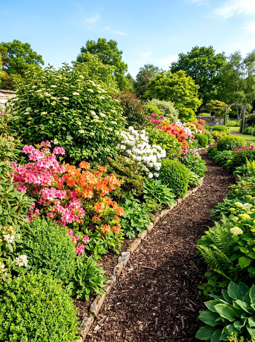 Mixed Shrub Border - 30 front yard privacy ideas