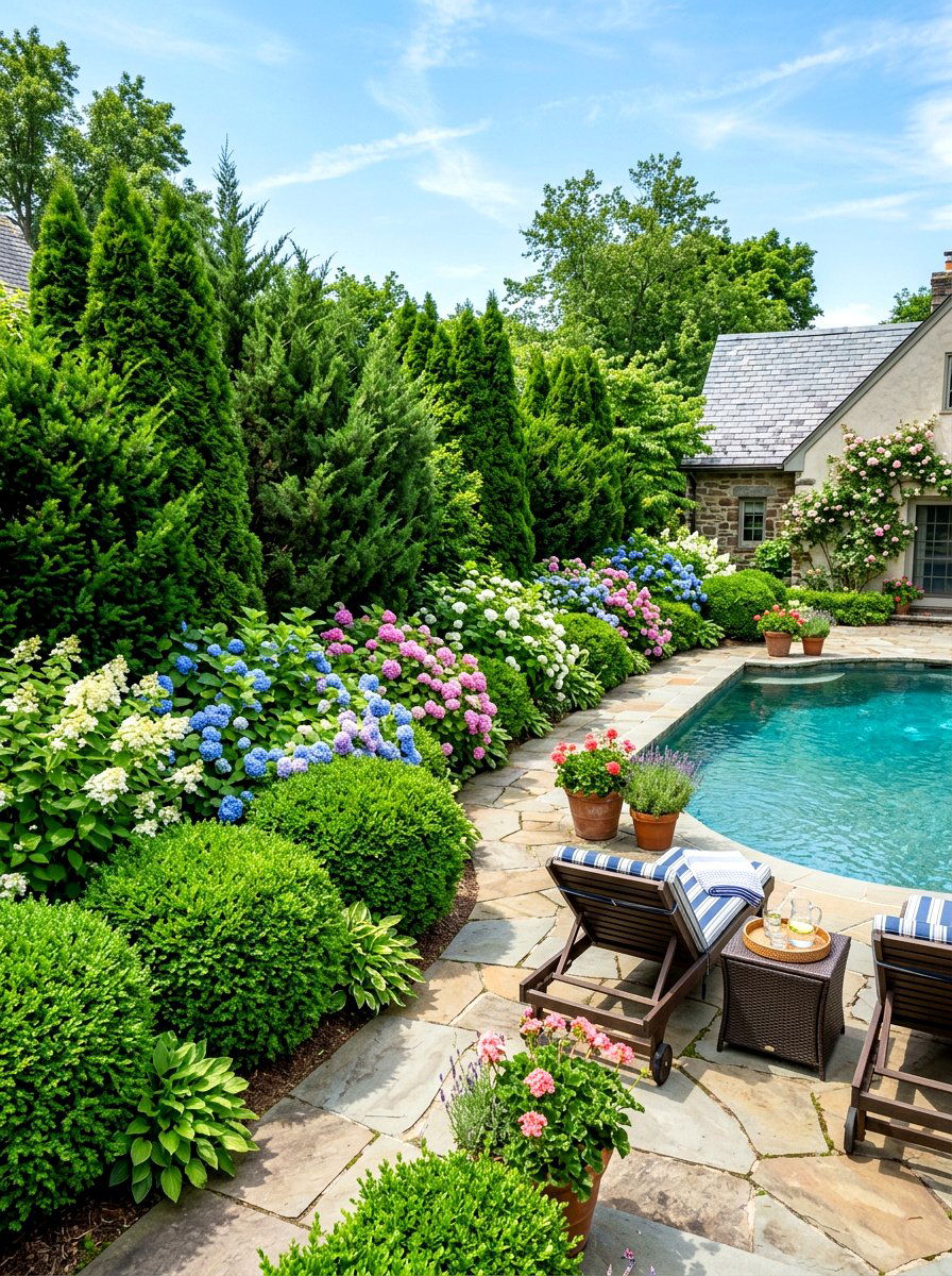 Mixed Shrub Border - 30 pool privacy ideas