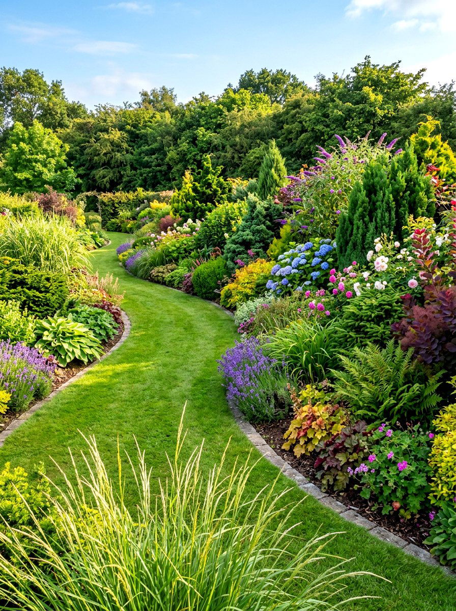 Mixed Shrub Border - 30 backyard privacy hedge ideas