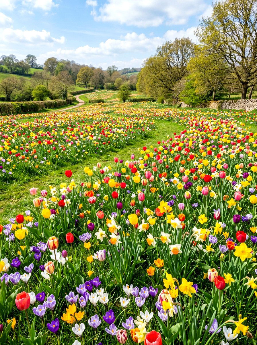 Mixed Spring Bulb Meadow - 30 spring bulb border ideas