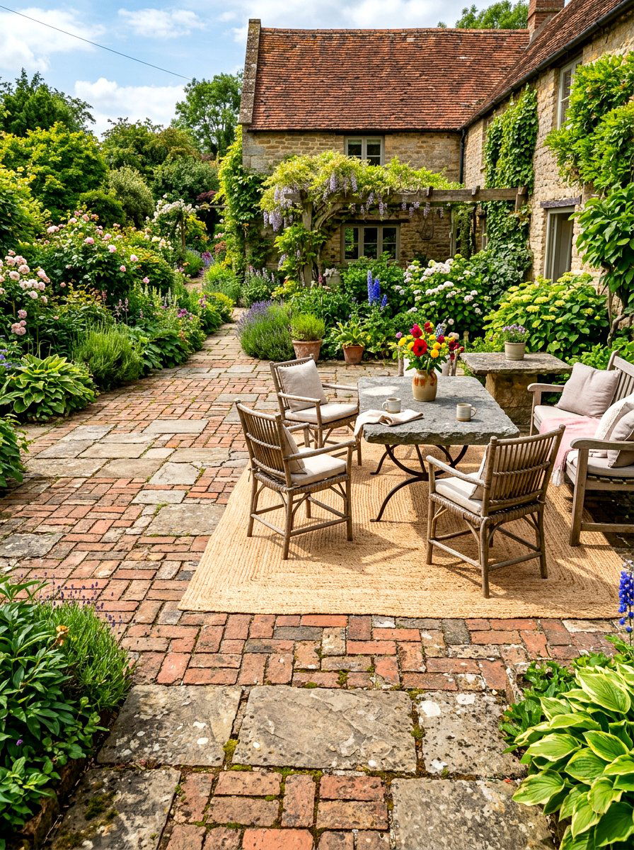 Mixed Stone Brick - 30 brick patio ideas