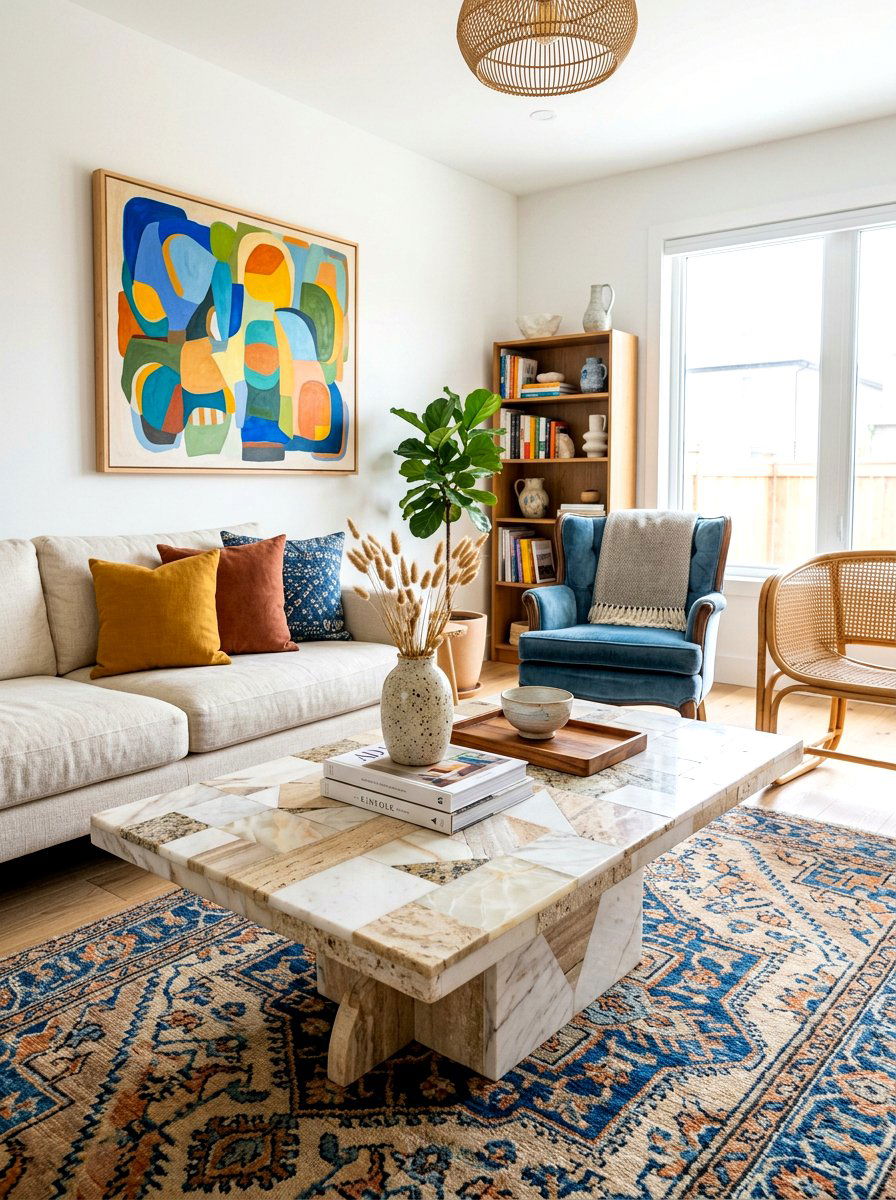 Mixed Stone Coffee Table - 30 stone coffee table ideas