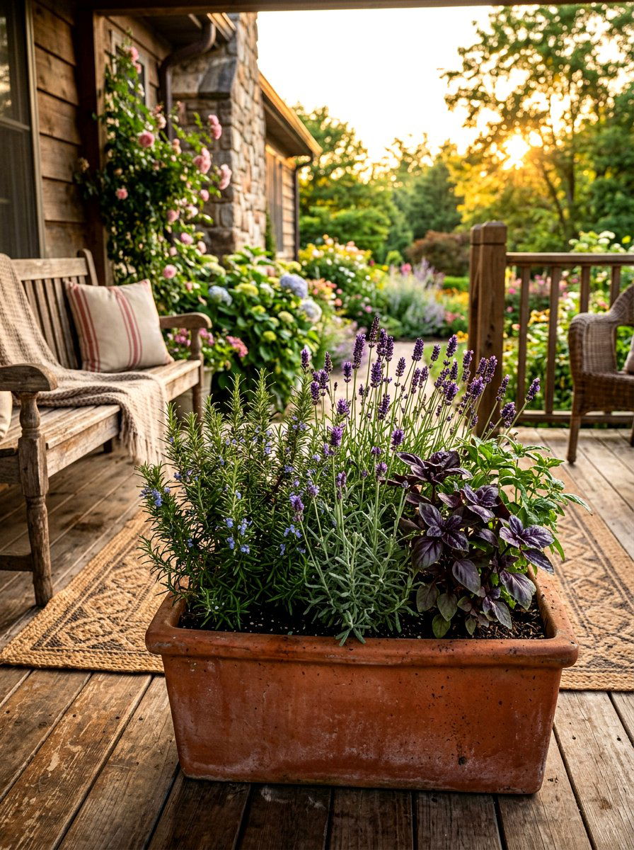 Mixed Summer Herb Planters - 30 porch planter arrangement ideas for summer