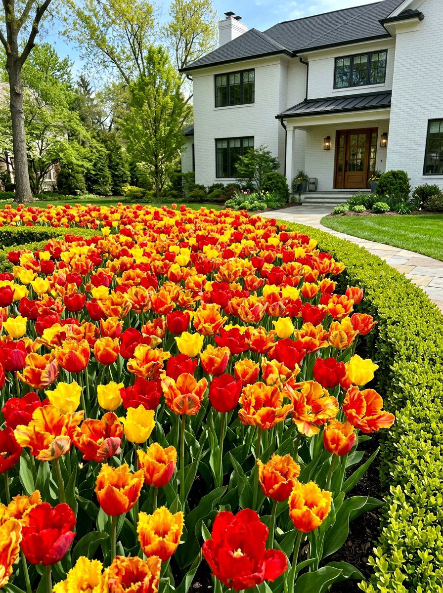 Mixed Tulip Bed - 30 bulb garden ideas