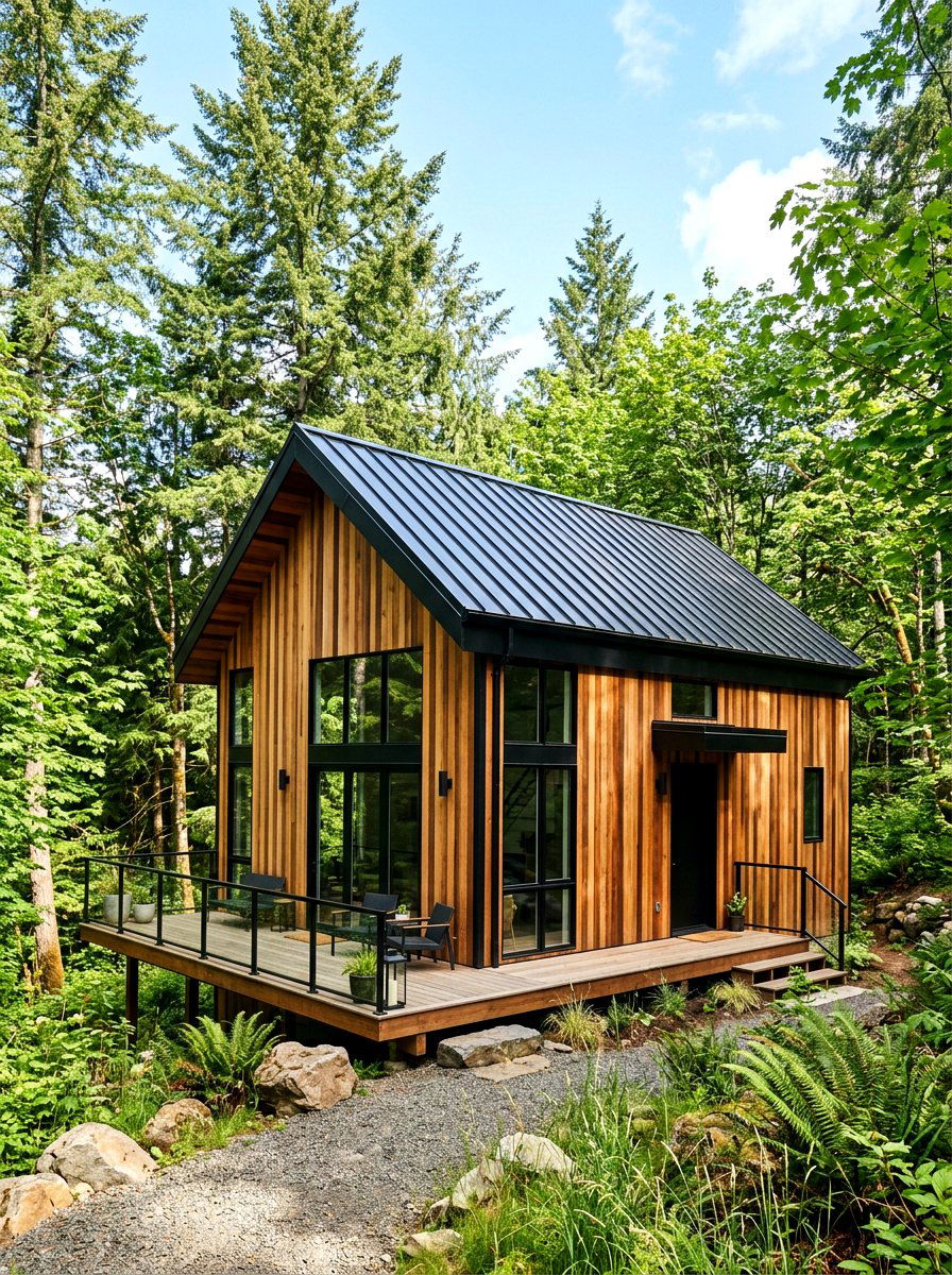Mixed Width Wood Siding With Black Metal - 30 mixed siding exterior ideas