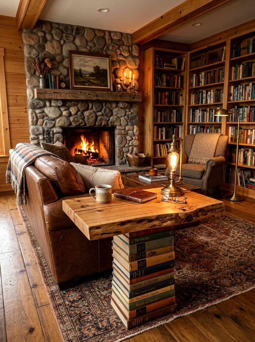 Mixed Wood And Book Table - 30 stacked book table ideas