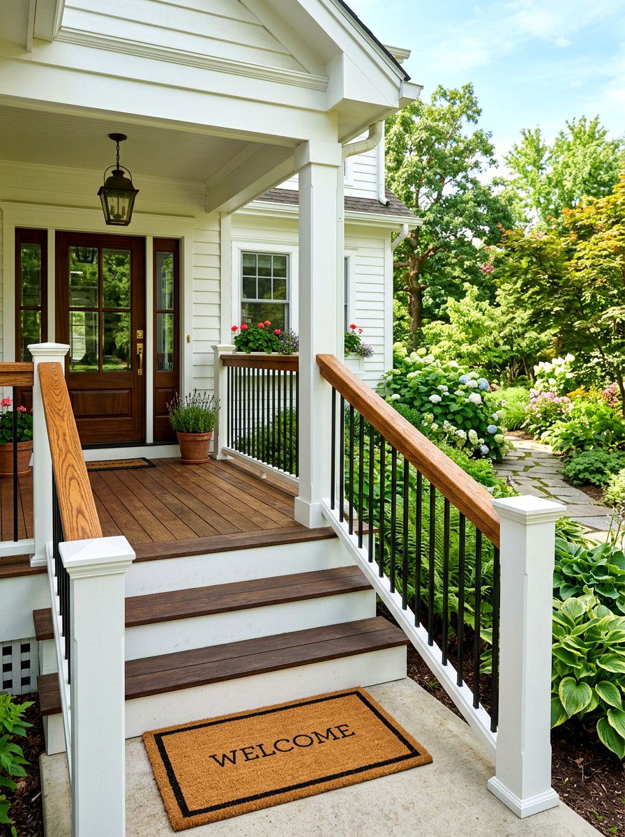 Mixed Wood And Iron Railing - 30 front porch railing ideas