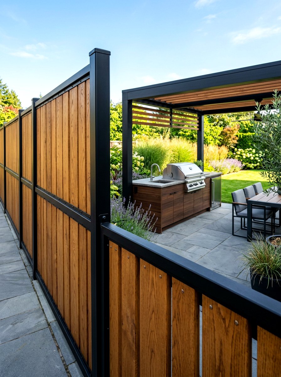 Mixed Wood And Metal Fence - 30 modern fence ideas