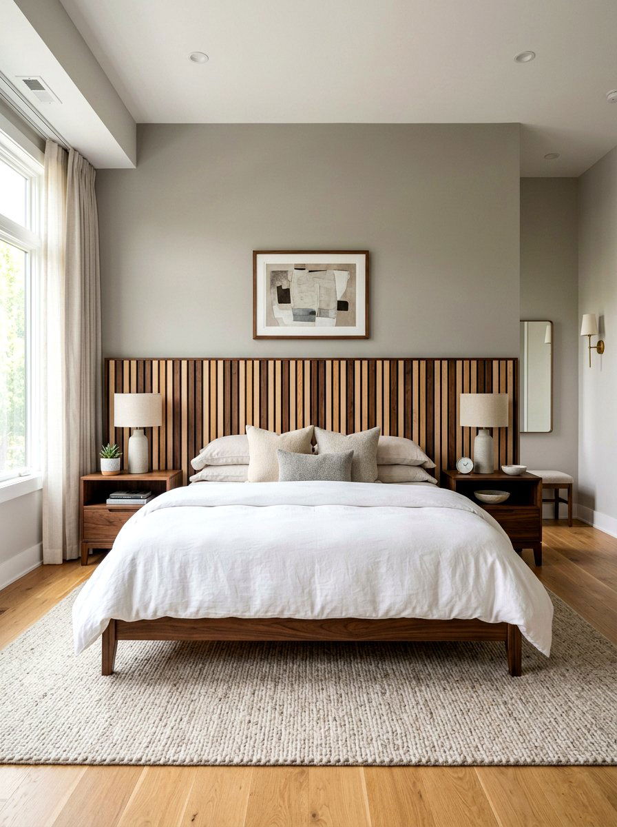 Mixed Wood Headboard with Matching Nightstands Bedroom - 30 mixed wood tone decor ideas