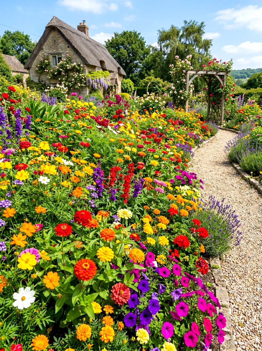 Mixed color annual gardens - 30 annual flower bed ideas