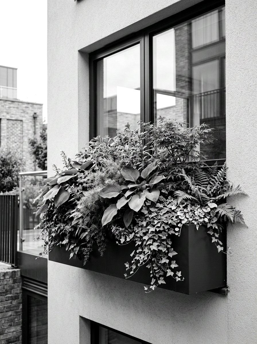 Mixed greenery window box - 30 window box ideas