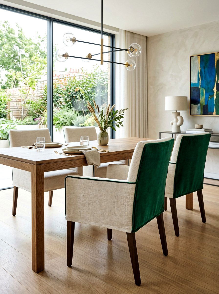 Mixed material slipcover - 30 slipcovered dining chair ideas