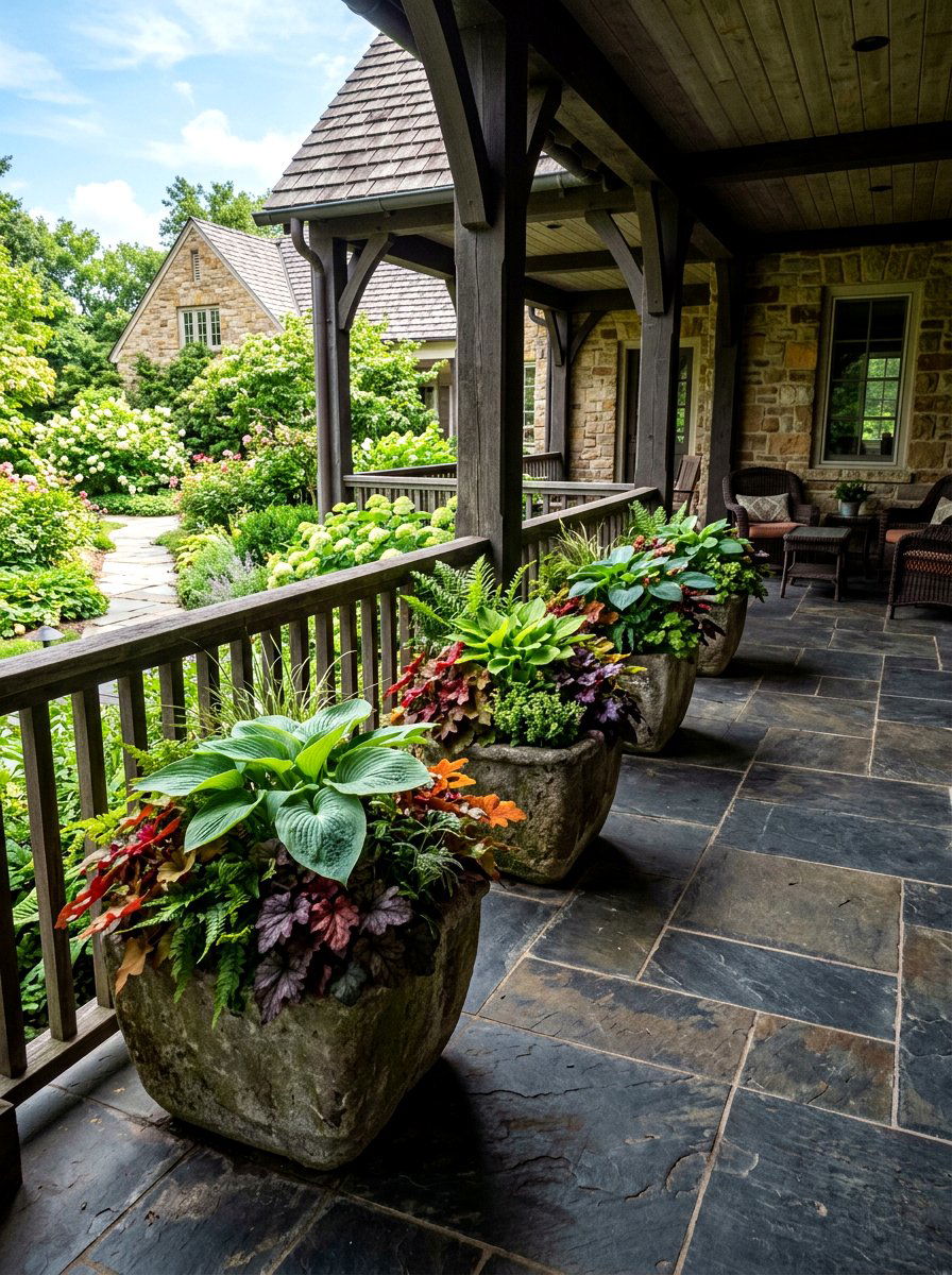 Mixed perennial containers - 30 porch container garden ideas