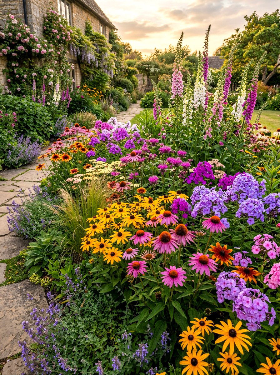 Mixed perennial flower bed - 30 cottage front yard garden ideas