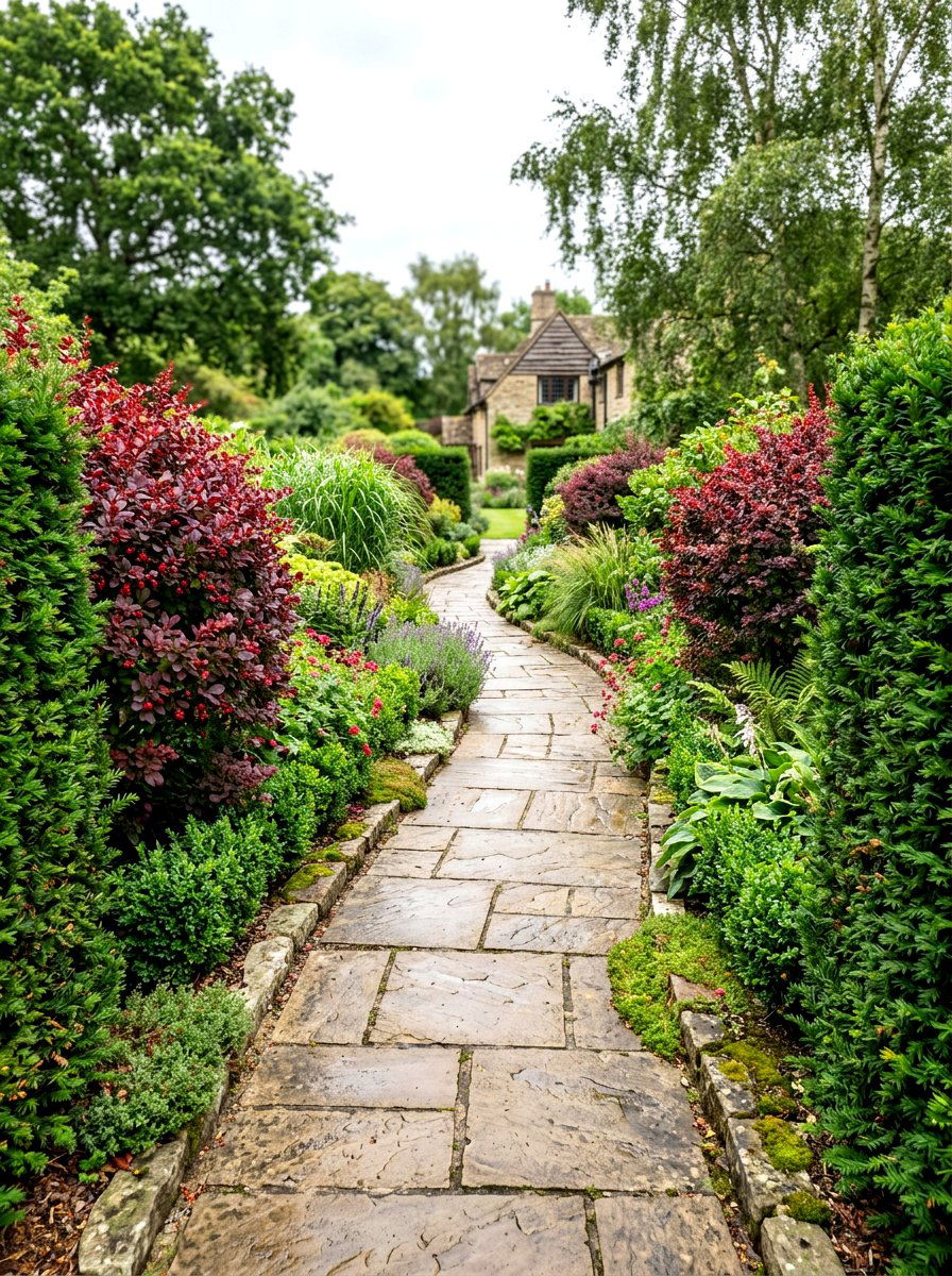 Mixed shrub border - 30 front path flower bed ideas